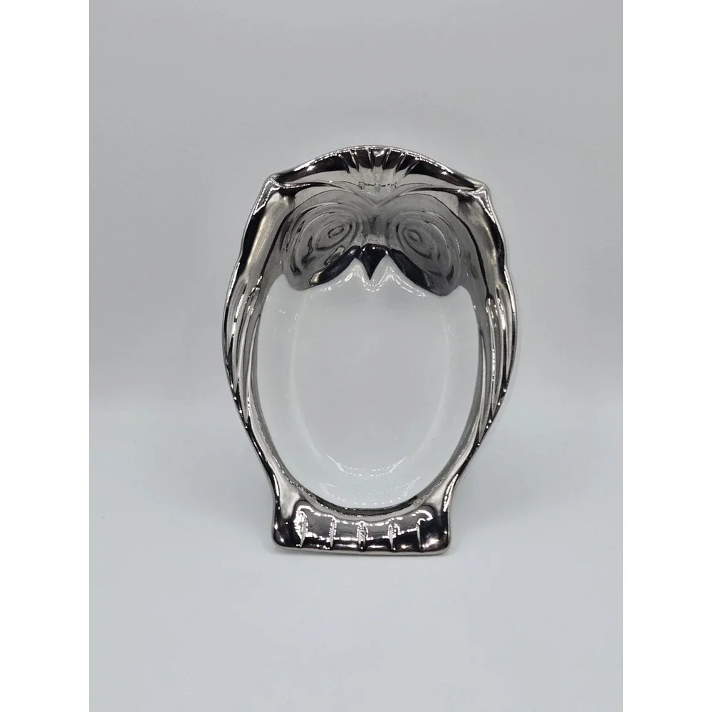 Studio TU Porcelain Plus Sterling Silver Trim Owl Shaped Porcelain Serving Bowl